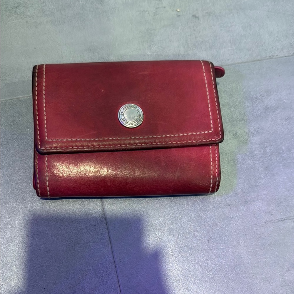 Coach Deep Red Leather Wallet
